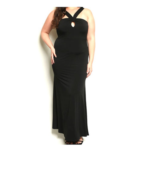 Plus Size Sleeveless Keyhole Maxi Formal Dress