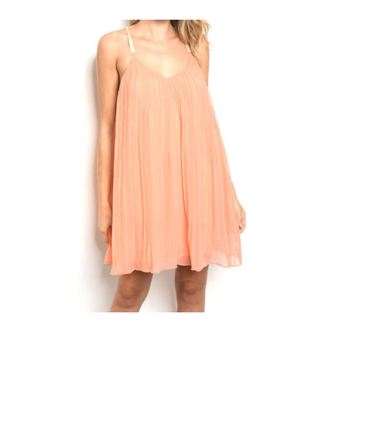Strappy Back Accordion Pleat Tunic Dress