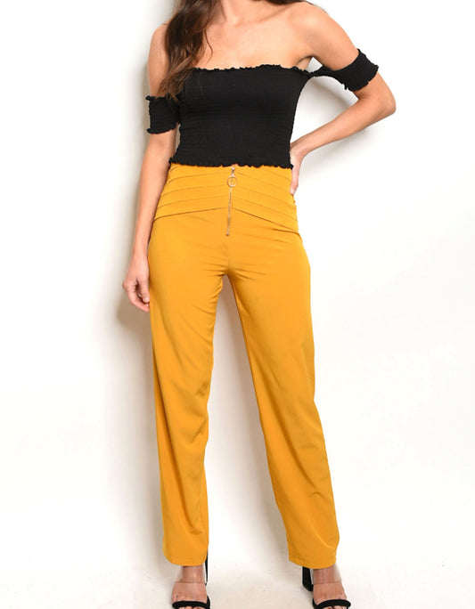Herringbone Pleat Tapered Leg Trouser Pant