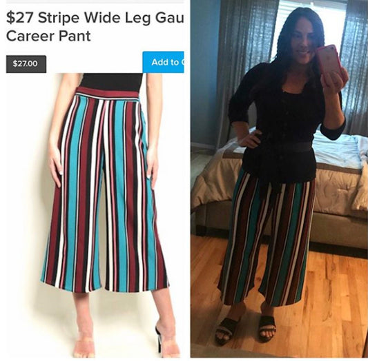 Stripe Wide Leg Gaucho Career Pant