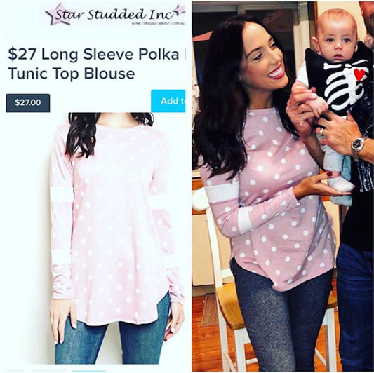 Long Sleeve Polka Dot Tunic Top Blouse