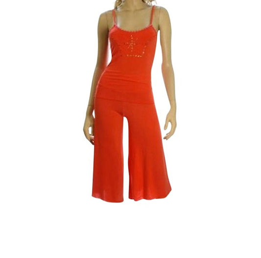 2pc Rhinestone Top Gaucho Bottom Set