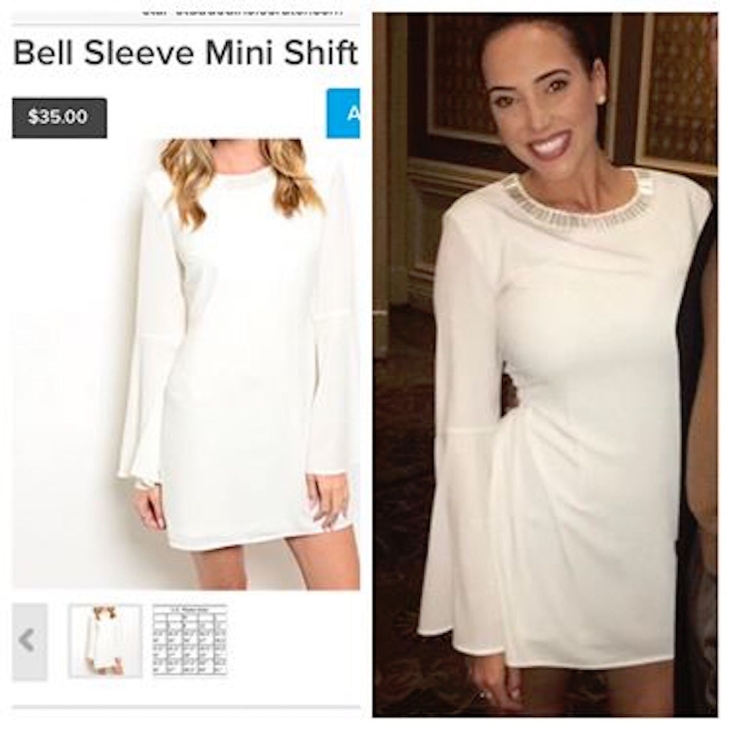 Women's Size Small Last One Long Bell Sleeve Mini Shift Dress Fashion