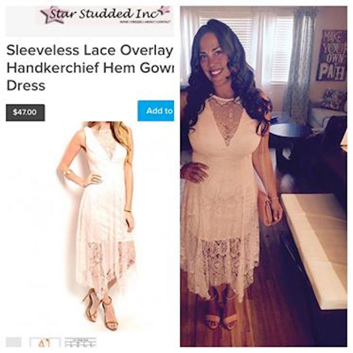 Sleeveless Lace Overlay Handkerchief Hem Gown Wedding Fashion Dress