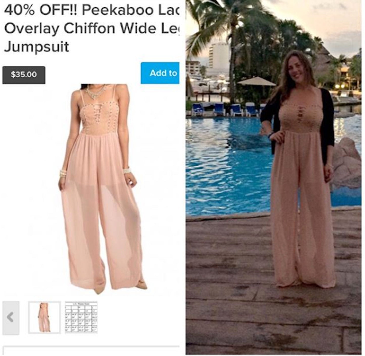 Women's Size Small Peekaboo Studded Lace Overlay Corset Bodice Chiffon Sheer Wide Leg Palazzo Culotte Pant Jumpsuit Fashion