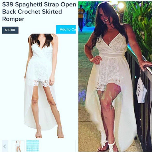 Spaghetti Strap Open Back Crochet Skirted Romper