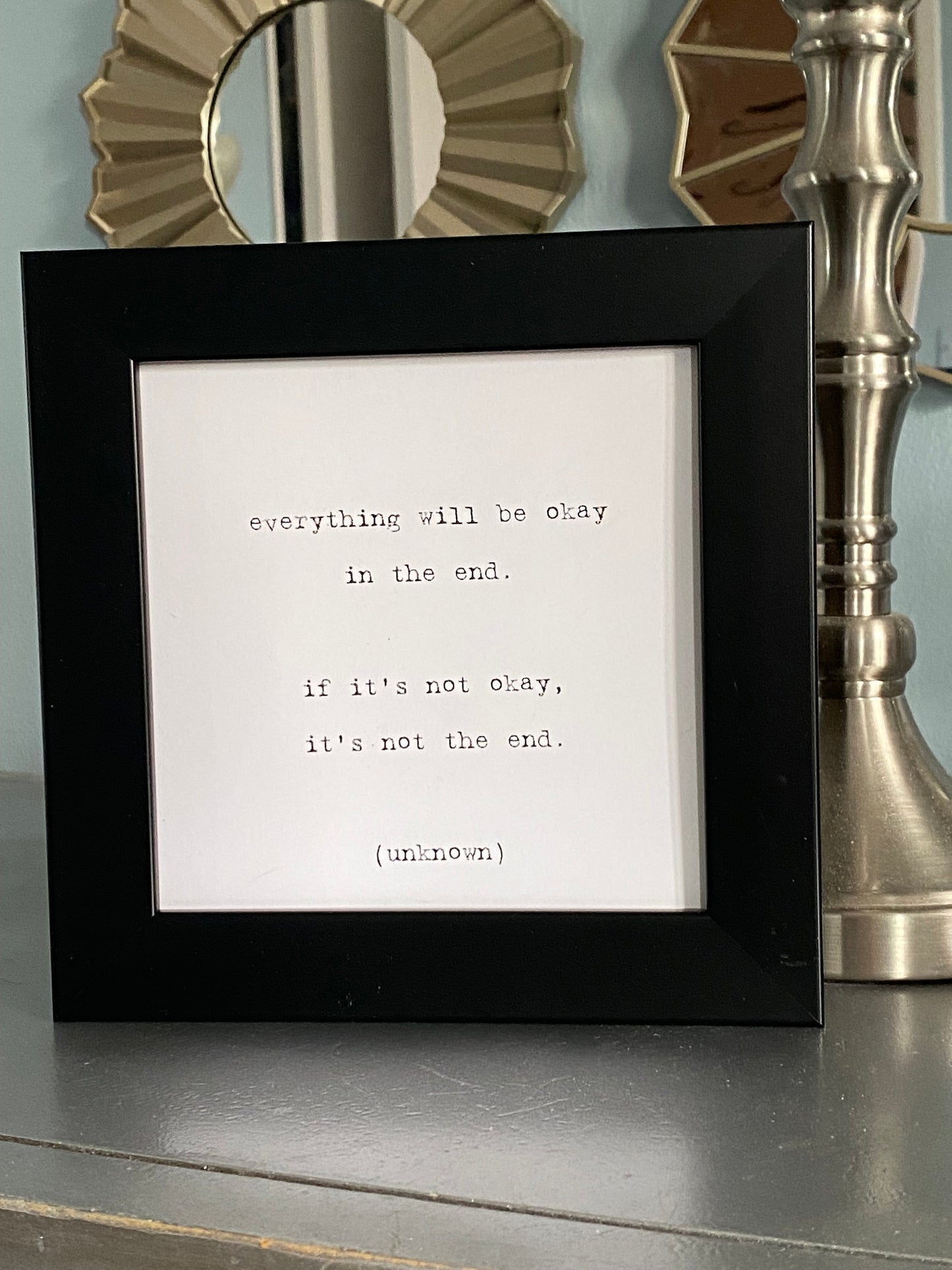 Handcrafted 7.5 x 7.5 Inspirational Manifestation Motivational Life Quote Shadow Box Frame Art Print