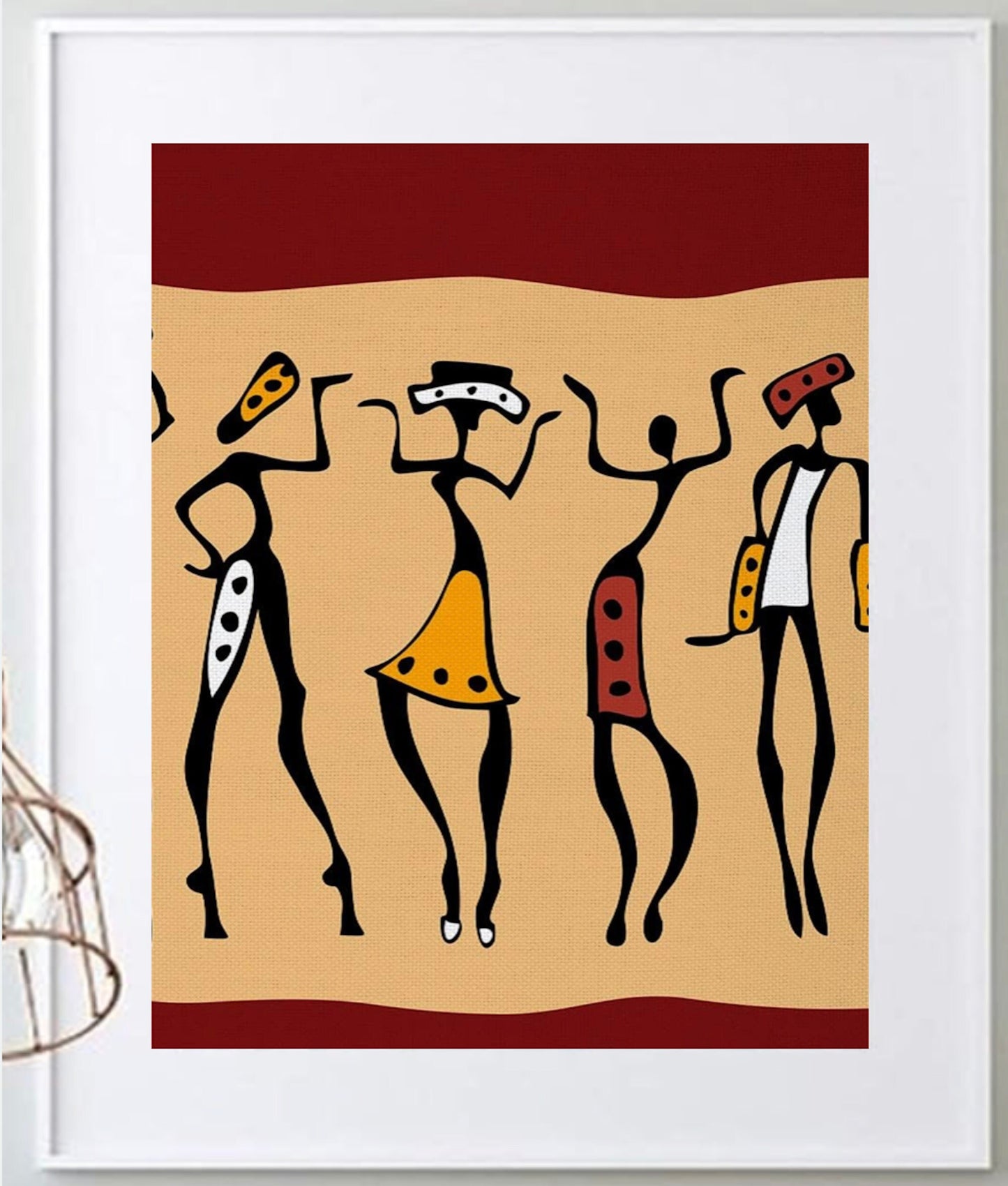 16 x 20 Framed Bold African Women Polyester Fabric Textile Wall Art