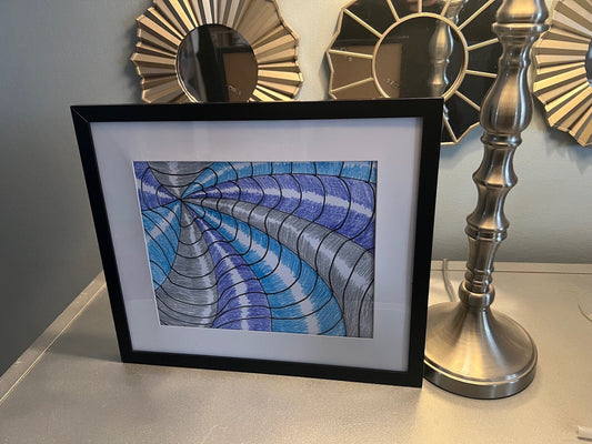 14 x 12 Converging Lines Crayon 3D Optical Illusion Framed Wall Art