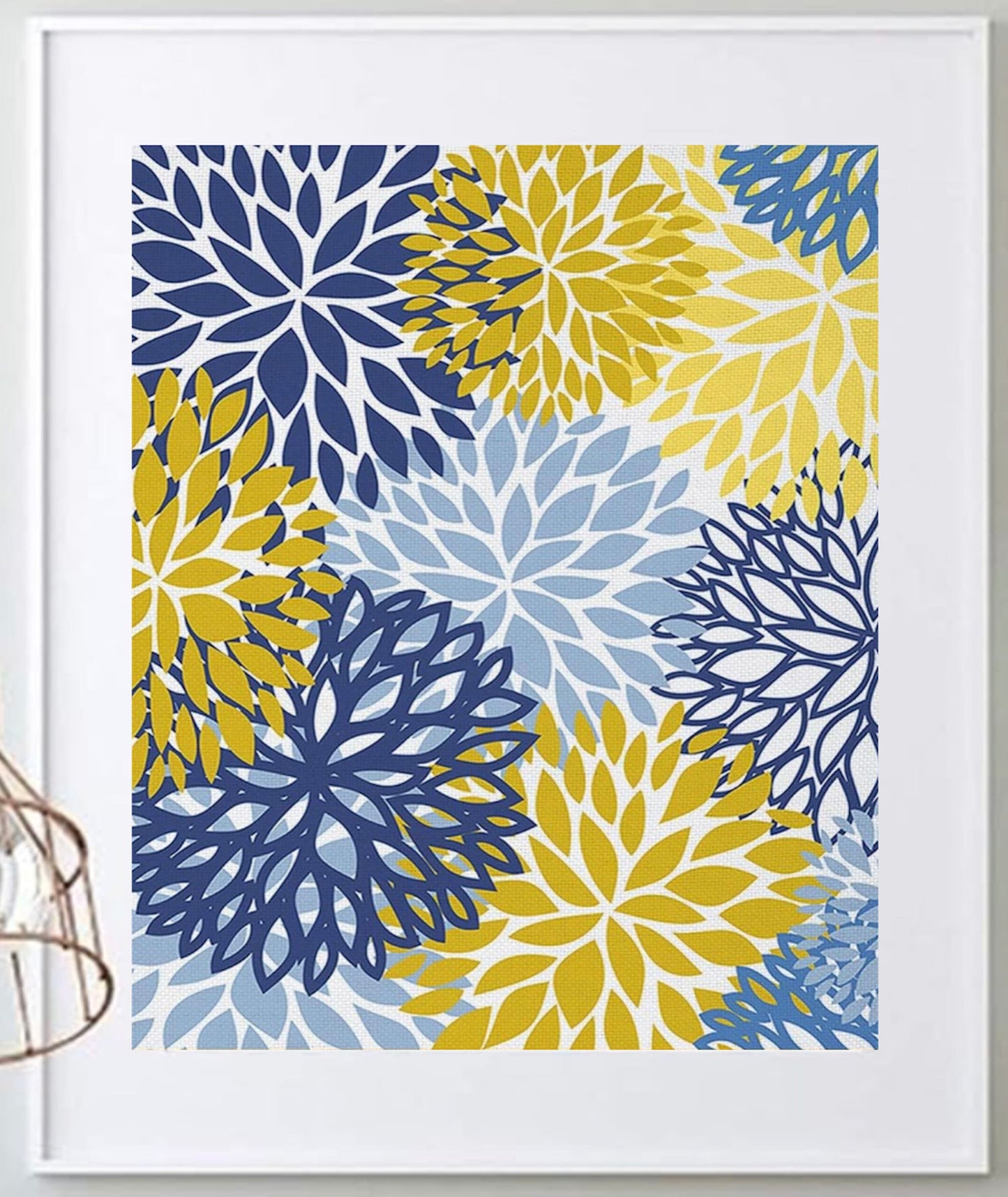 16 x 20 Framed Bold floral Abstract Polyester Fabric Textile Wall Art