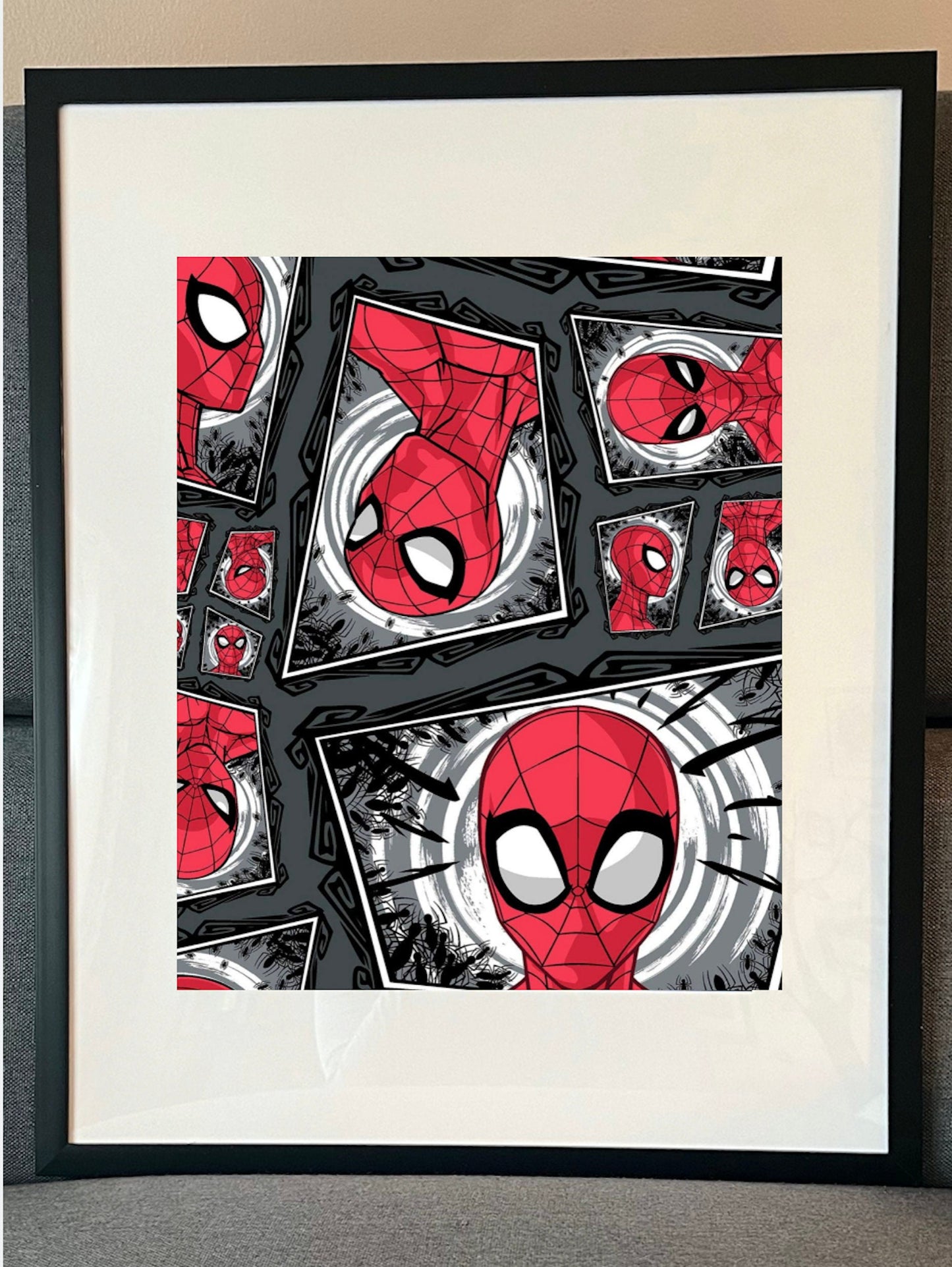16 x 20 Framed Bold Kids Room Comic Theme Cotton Fabric Textile Wall Art