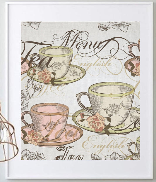 16 x 20 Framed Bold Coffee Tea Lover's Theme Polyester Fabric Textile Wall Art