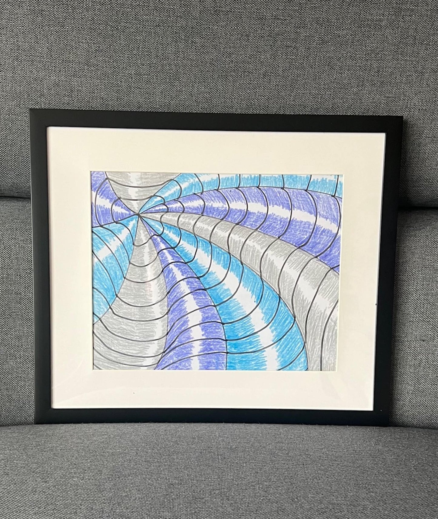 14 x 12 Converging Lines Crayon 3D Optical Illusion Framed Wall Art