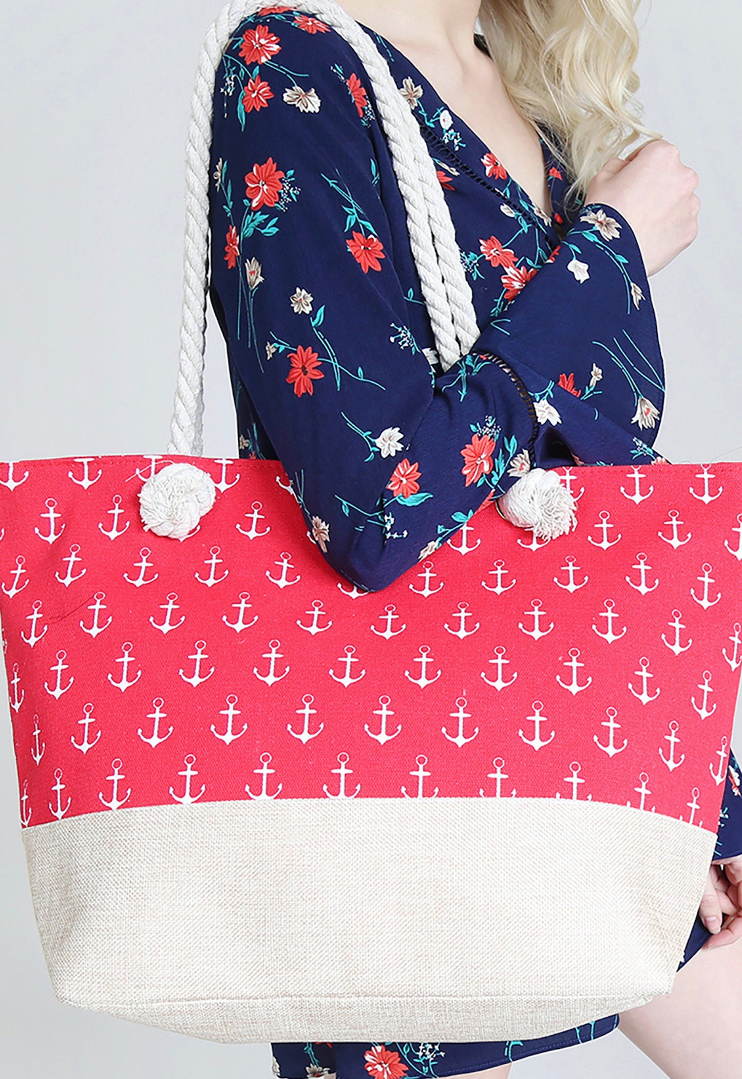 Anchor Canvas Tote - Shower Or Bridal Wedding Gift Bag Nautical Theme