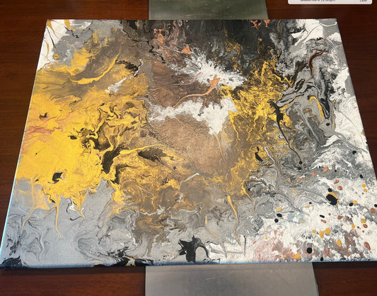 16x20 Abstract "Mystical Movement" Acrylic Pour Fluid Art Collection Painting
