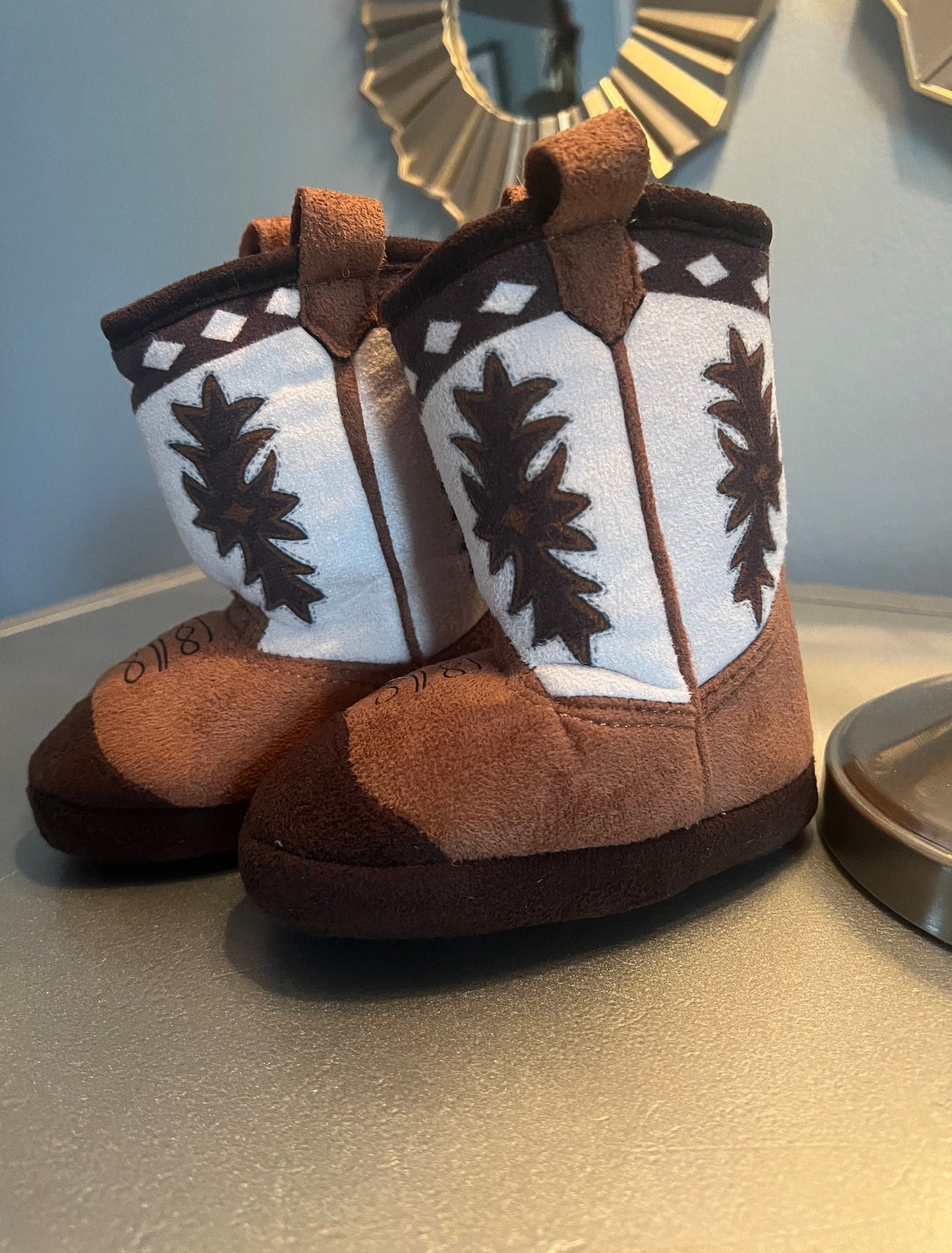 Toddler Baby All Occassion Faux Suede Fleece Lined Western Cowboy/Girl Booties