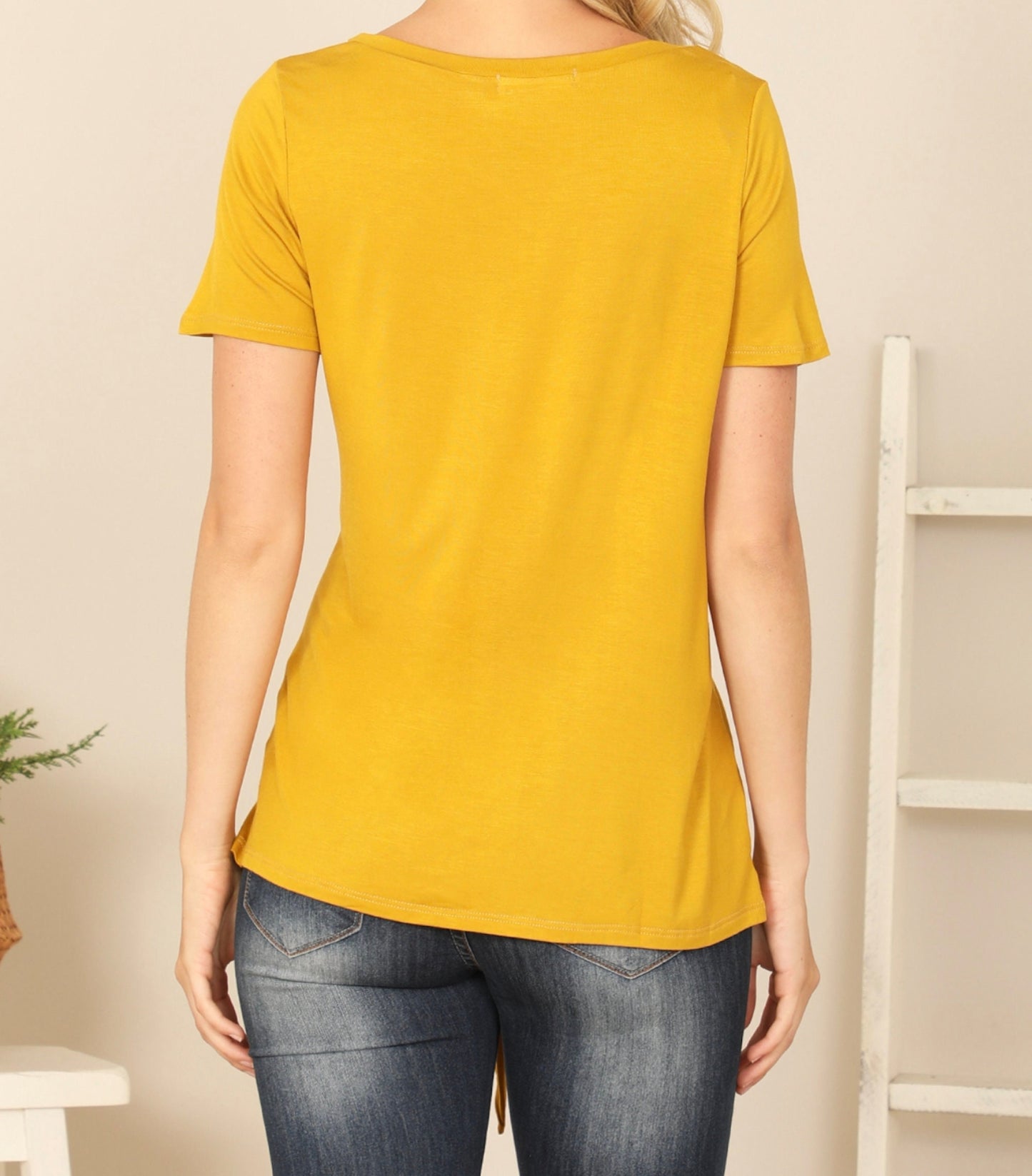 Women's Short Sleeve Knot Front Top Blouse Fashion