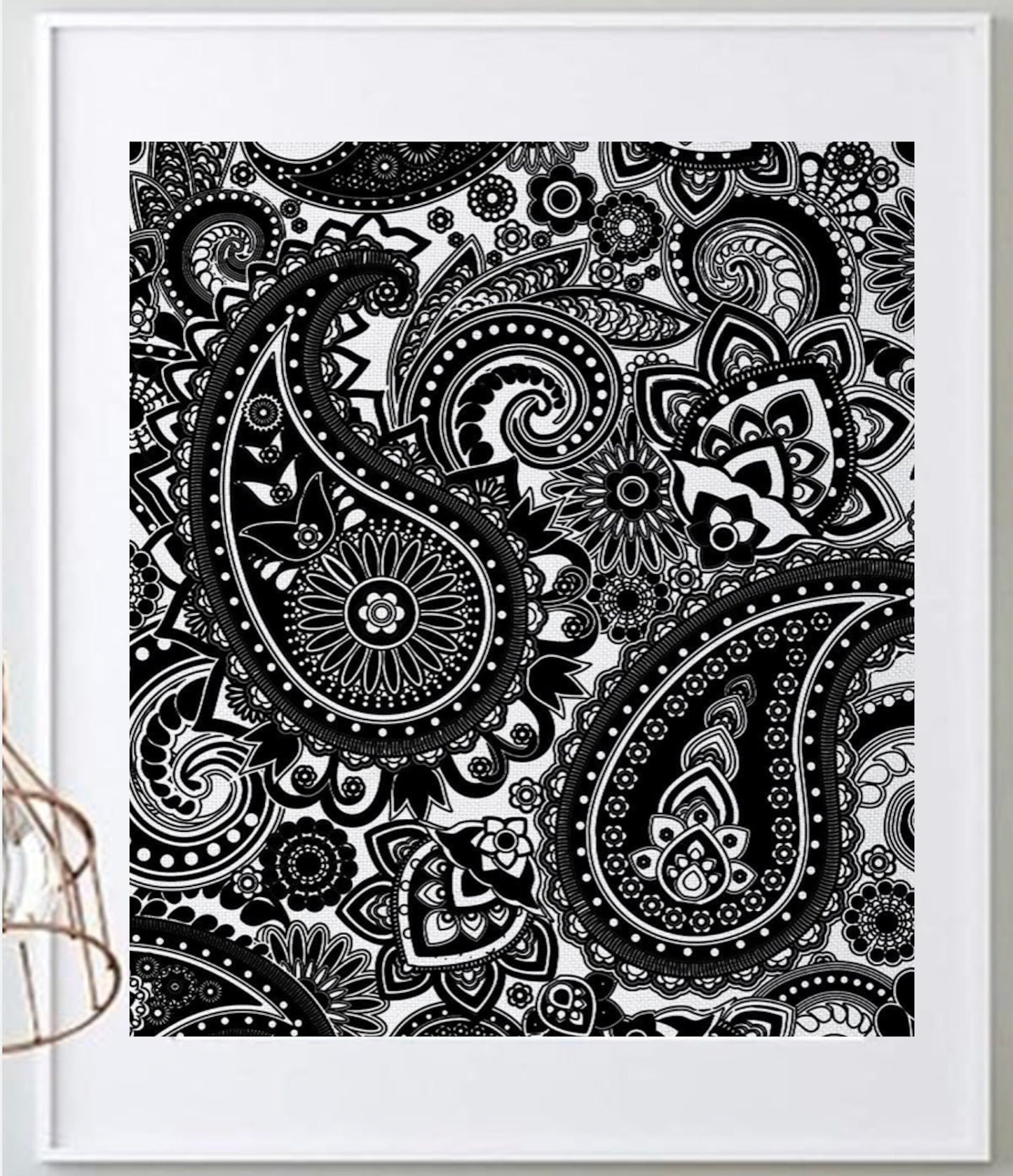 16 x 20 Framed Bold Floral Paisley Butterfly Theme Fabric Textile Wall Art