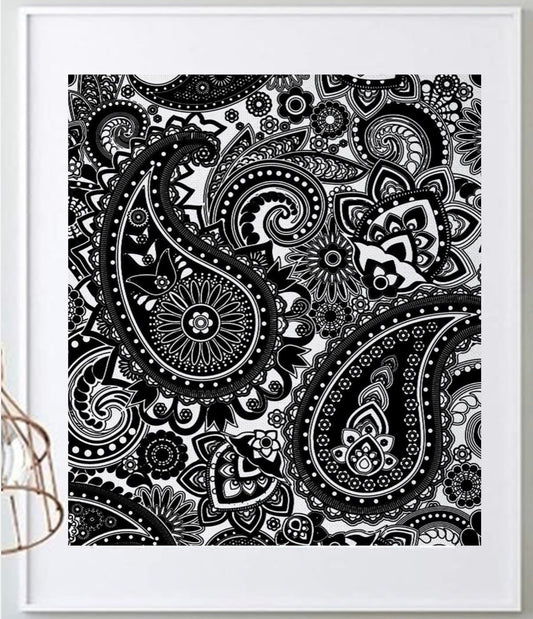 16 x 20 Framed Bold Floral Paisley Butterfly Theme Fabric Textile Wall Art