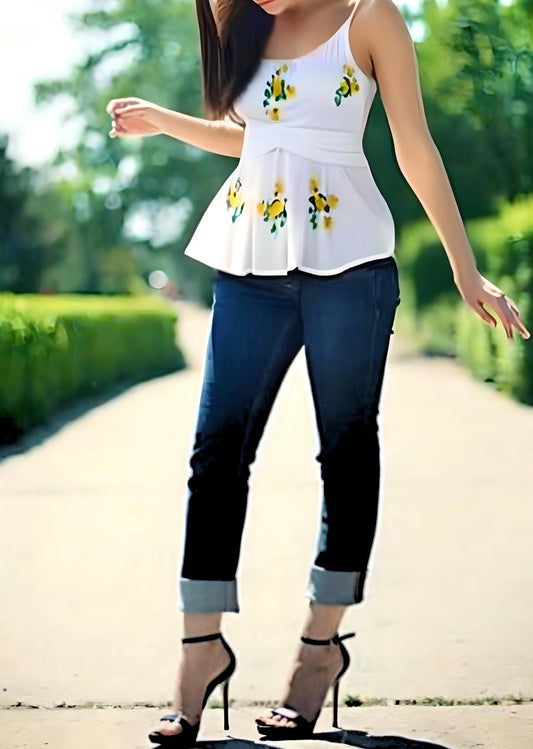 Peplum Babydoll Flare Ruch Waist Blouse Shirt Top