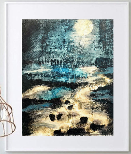 Moonlight Magic 8x10 Screen Print Bold Modern Abstract Theme Canvas Wall Art (Framing Optional)