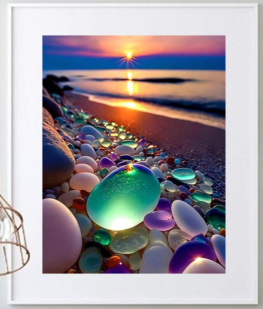 Persistence in the Pebble 8x10 Transparency 12 x 15 Framed Print Bold Vivid Modern Nautical Theme Canvas Wall Art