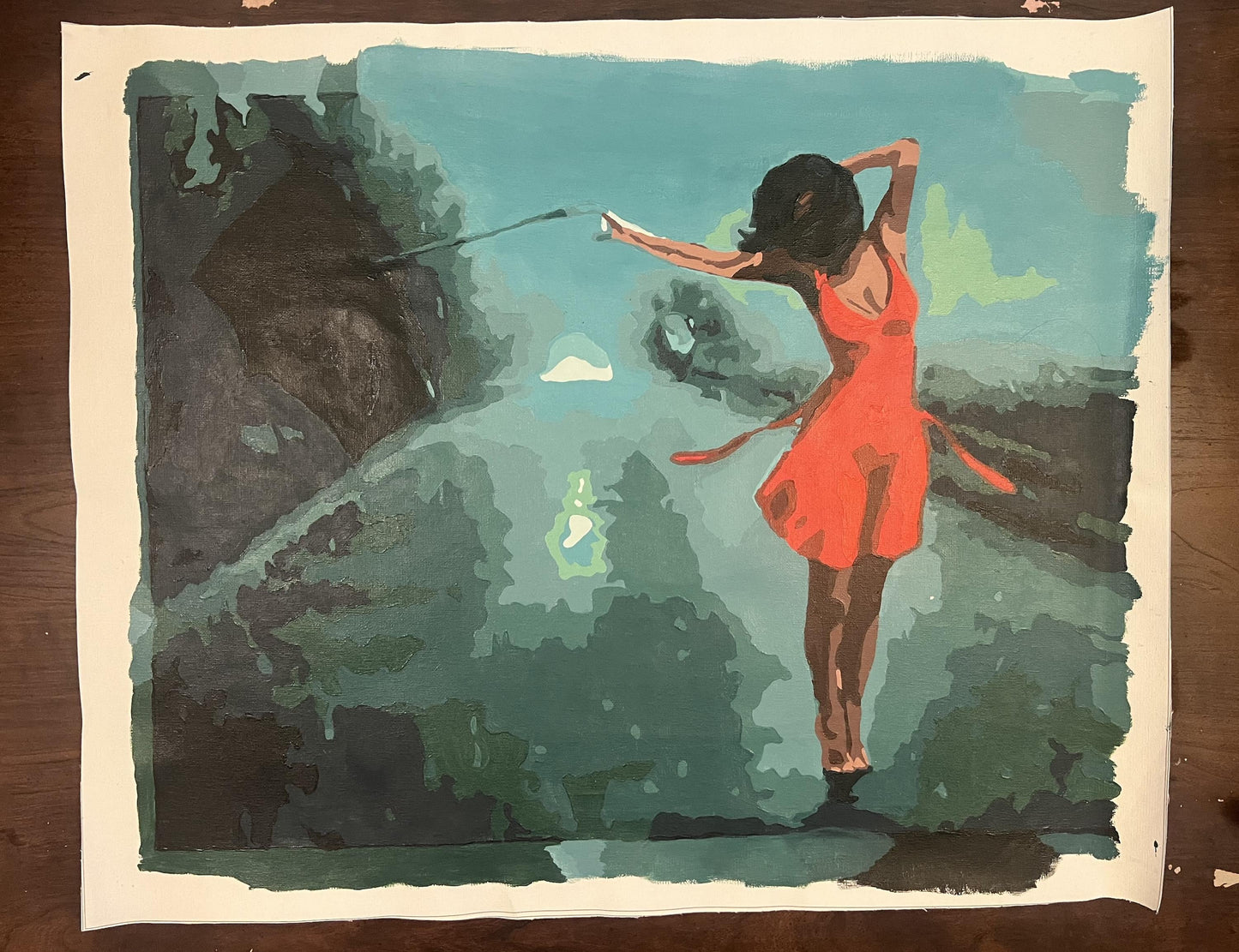20x24 Dancing in the Rain Acrylic Painting 2023