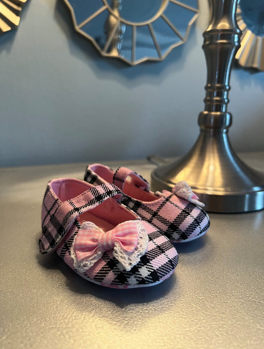 Toddler Baby All Occassion Shoes Plaid Lace Bow Baby Girl Gift