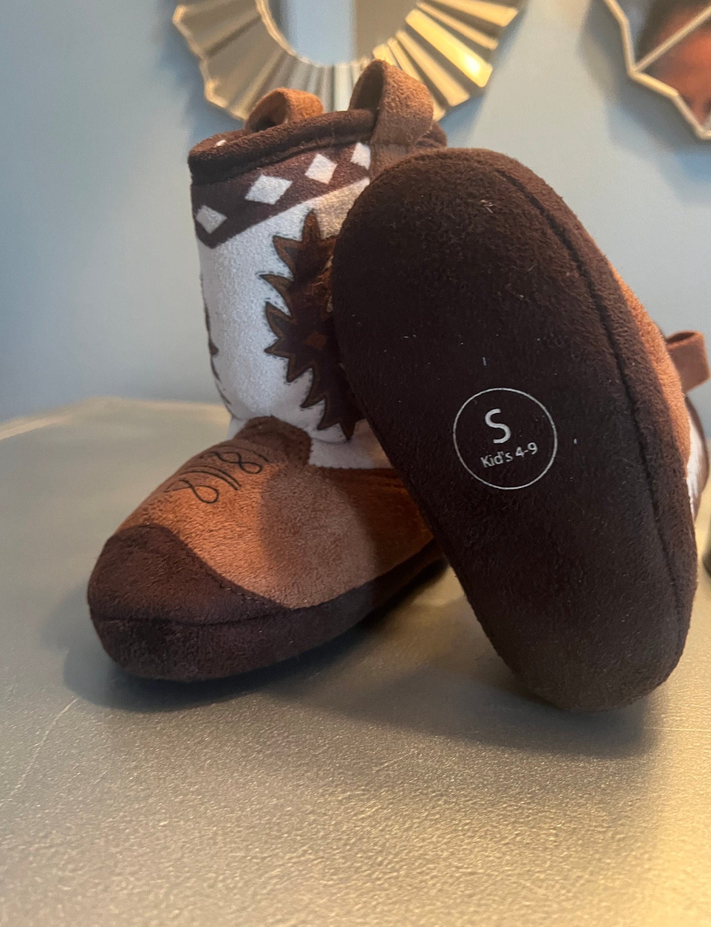 Toddler Baby All Occassion Faux Suede Fleece Lined Western Cowboy/Girl Booties