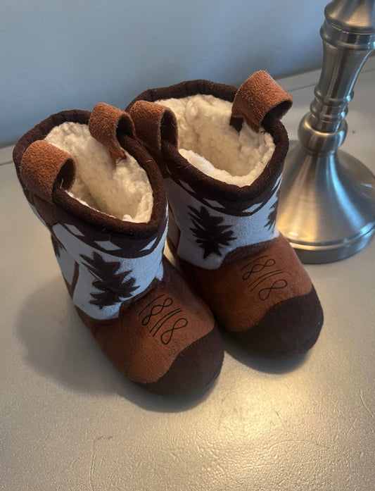 Toddler Baby All Occassion Faux Suede Fleece Lined Western Cowboy/Girl Booties