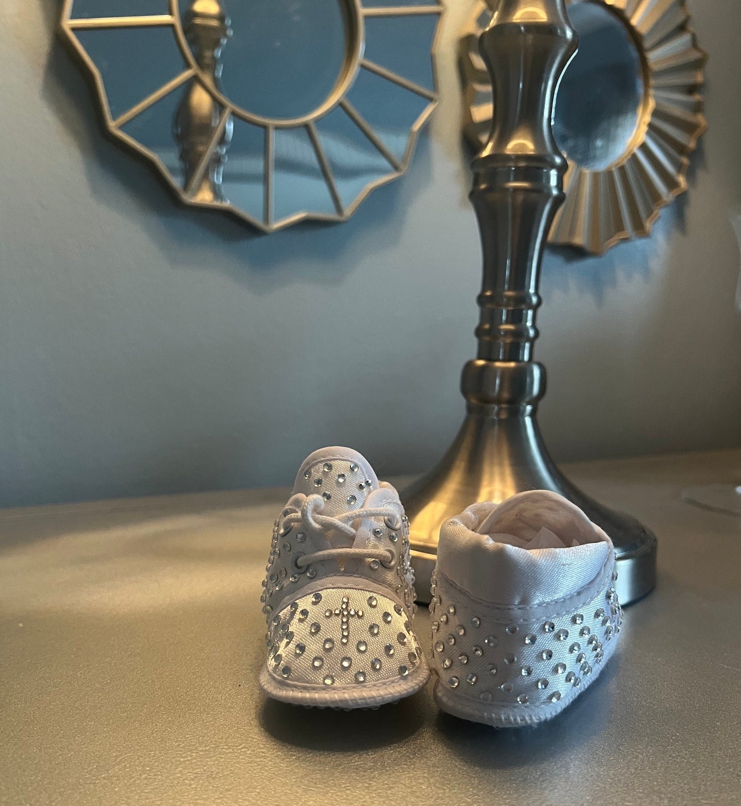 All Over Rhinestone Crystal Bling Cross Christening Baptism Toddler Baby Laced Shoes  Baby Girl/Boy Gift