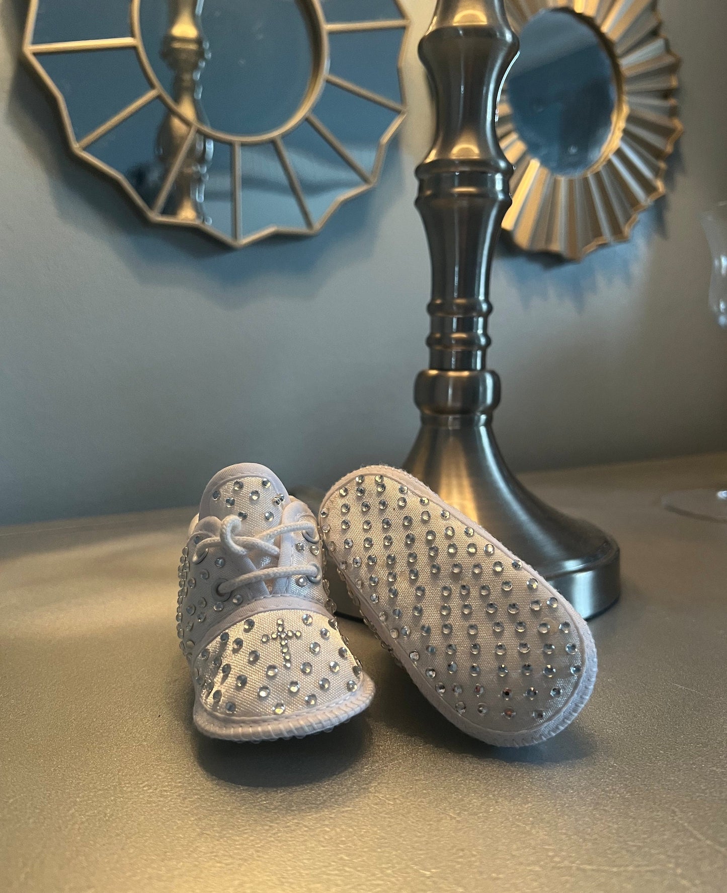 All Over Rhinestone Crystal Bling Cross Christening Baptism Toddler Baby Laced Shoes  Baby Girl/Boy Gift