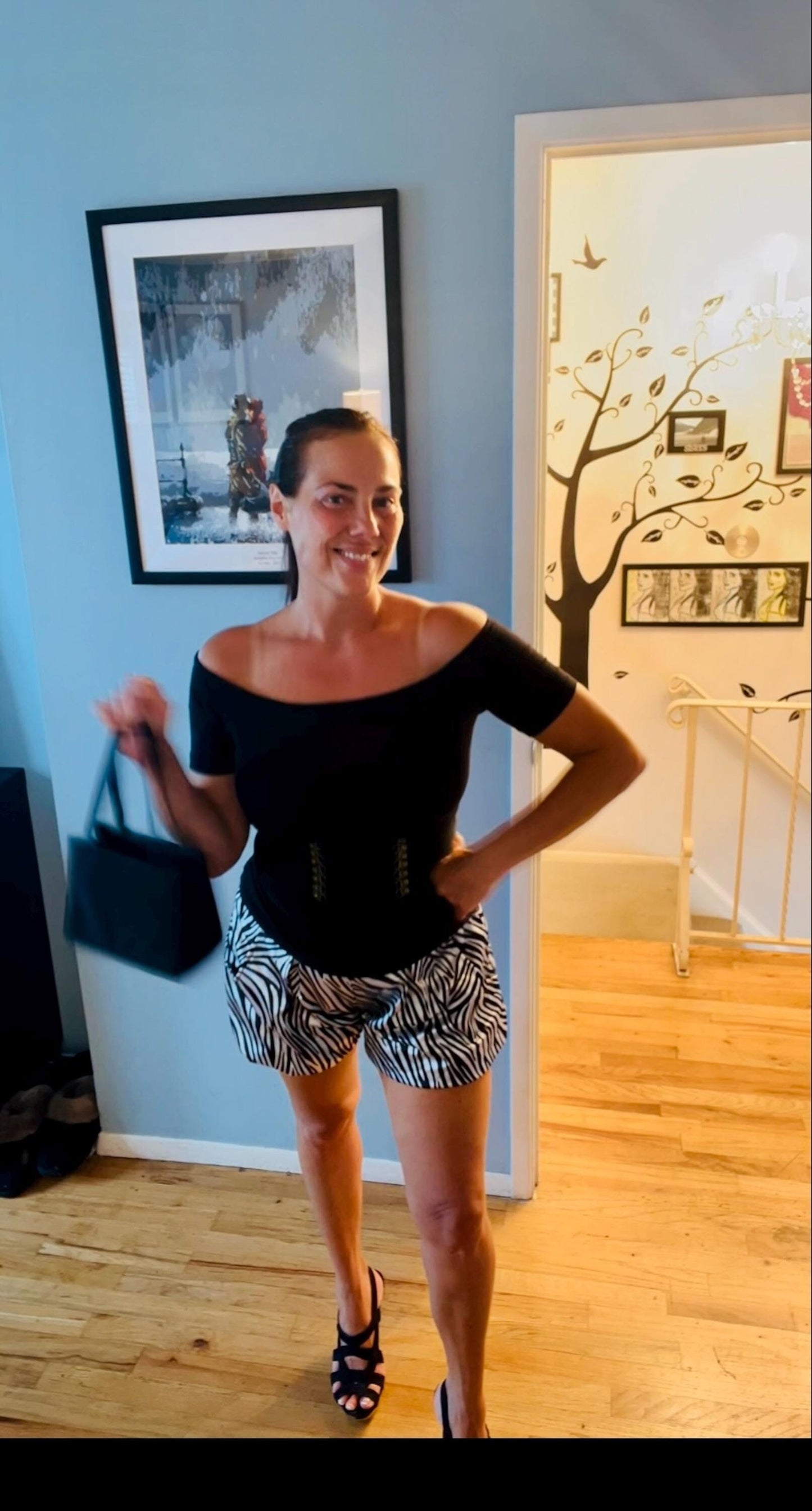 Satin Zebra Harem Bubble Hem Shorts