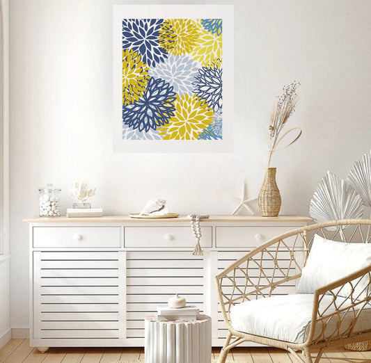 16 x 20 Framed Bold floral Abstract Polyester Fabric Textile Wall Art