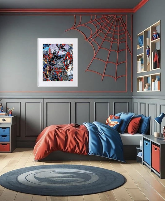 16 x 20 Framed Bold Kids Room Comic Theme Cotton Fabric Textile Wall Art