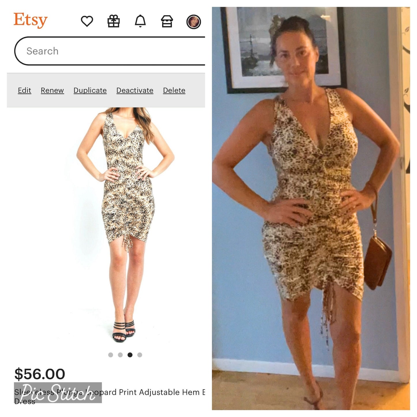 Sleeveless Plunge Leopard Print Adjustable Hem Bodycon Dress