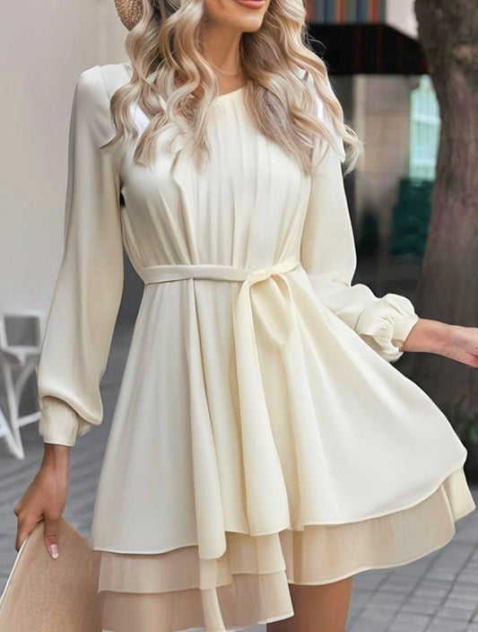 Tie Waist PLeat Shirred Layer Dress Wedding