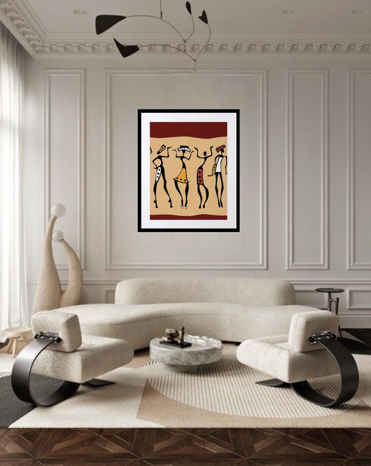 16 x 20 Framed Bold African Women Polyester Fabric Textile Wall Art
