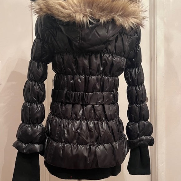 Size Small Puffer Faux Fur Trim Hoodie Jacket Coat