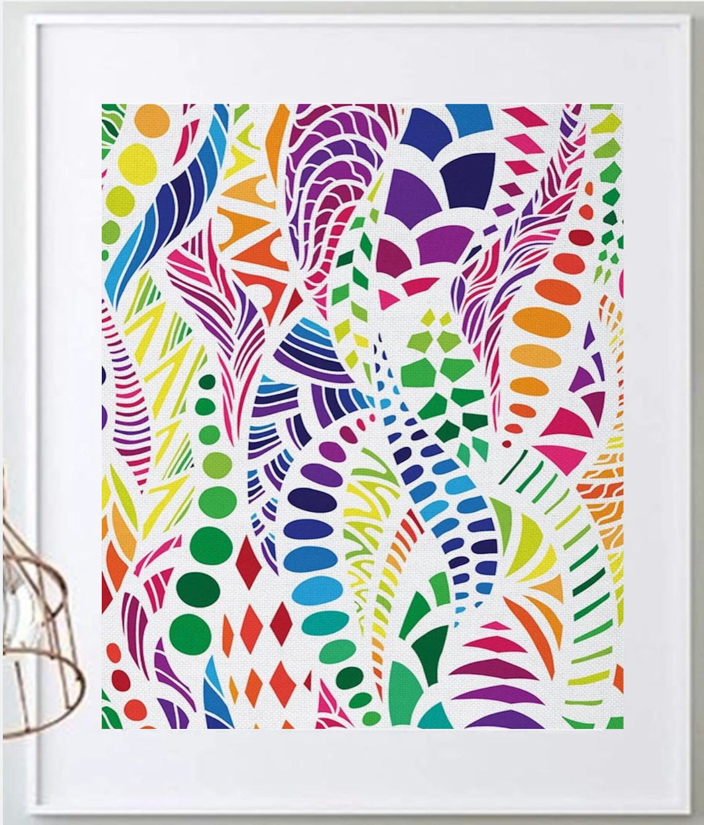 16 x 20 Framed Bold floral Abstract Polyester Fabric Textile Wall Art