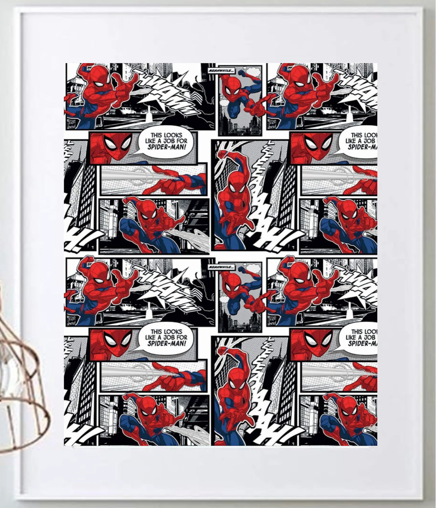 16 x 20 Framed Bold Kids Room Comic Theme Cotton Fabric Textile Wall Art