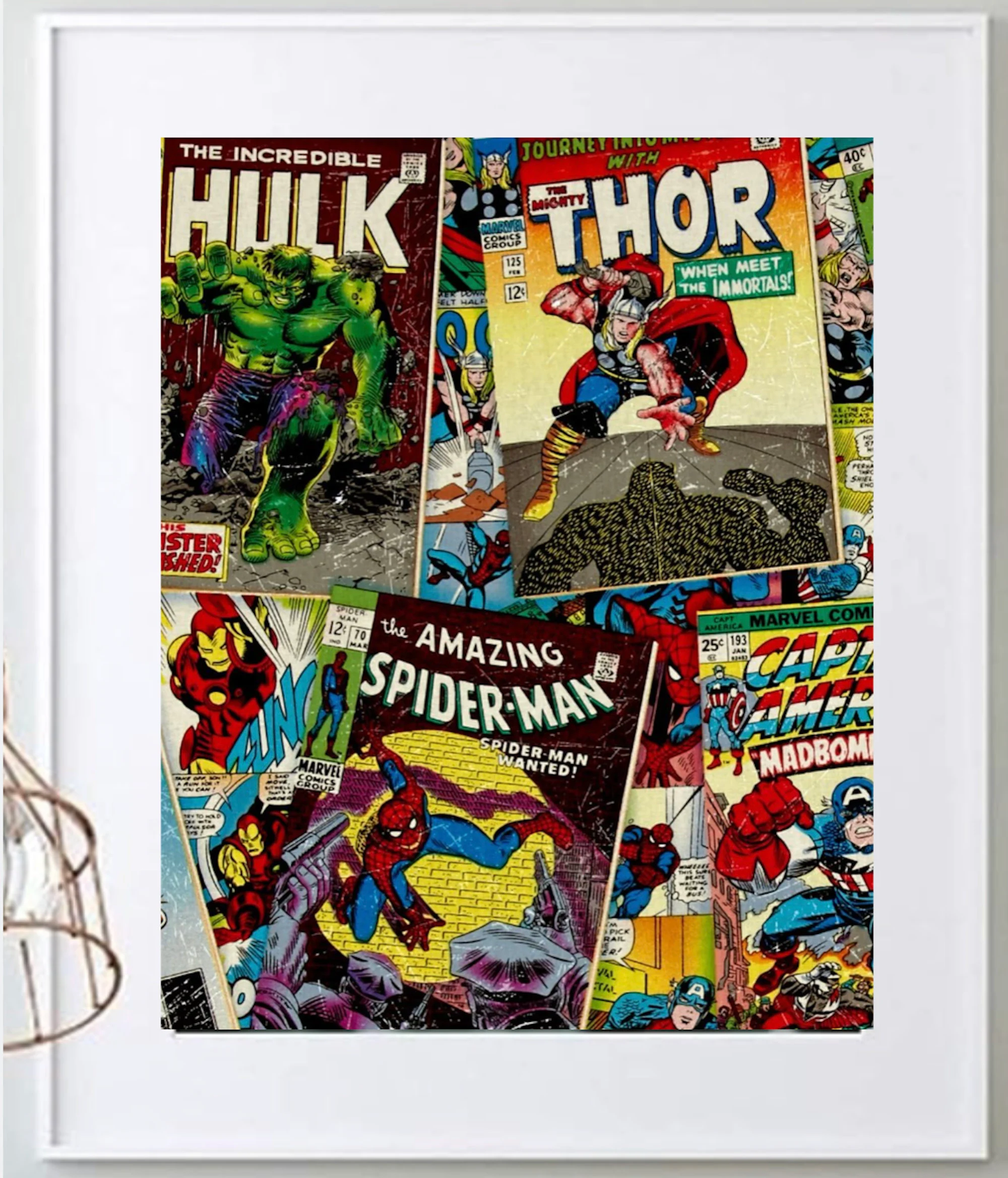 16 x 20 Framed Bold Kids Room Comic Theme Cotton Fabric Textile Wall Art