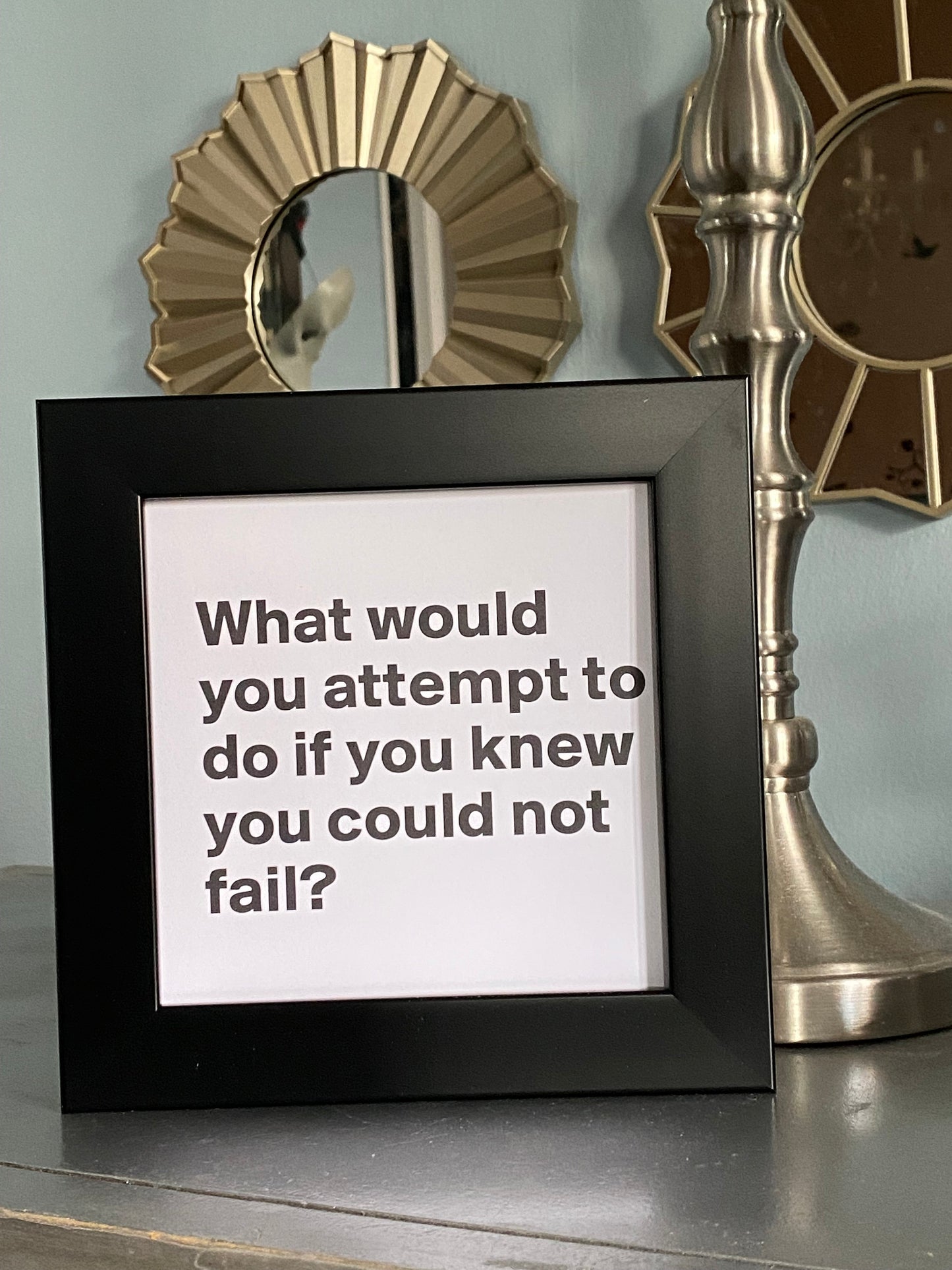 Handcrafted 7.5 x 7.5 Inspirational Manifestation Motivational Life Quote Shadow Box Frame Art Print