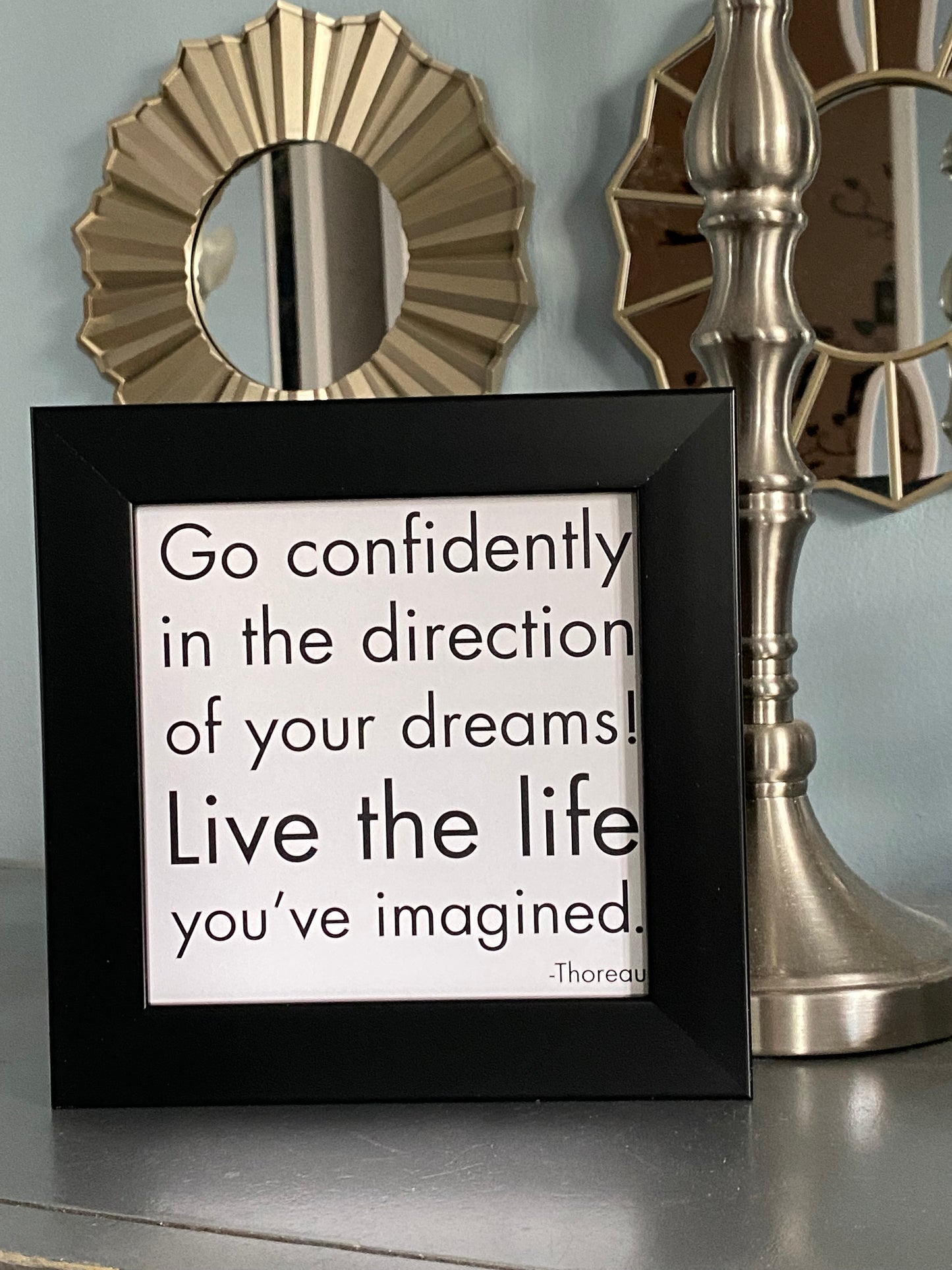 Handcrafted 7.5 x 7.5 Inspirational Manifestation Motivational Life Quote Shadow Box Frame Art Print