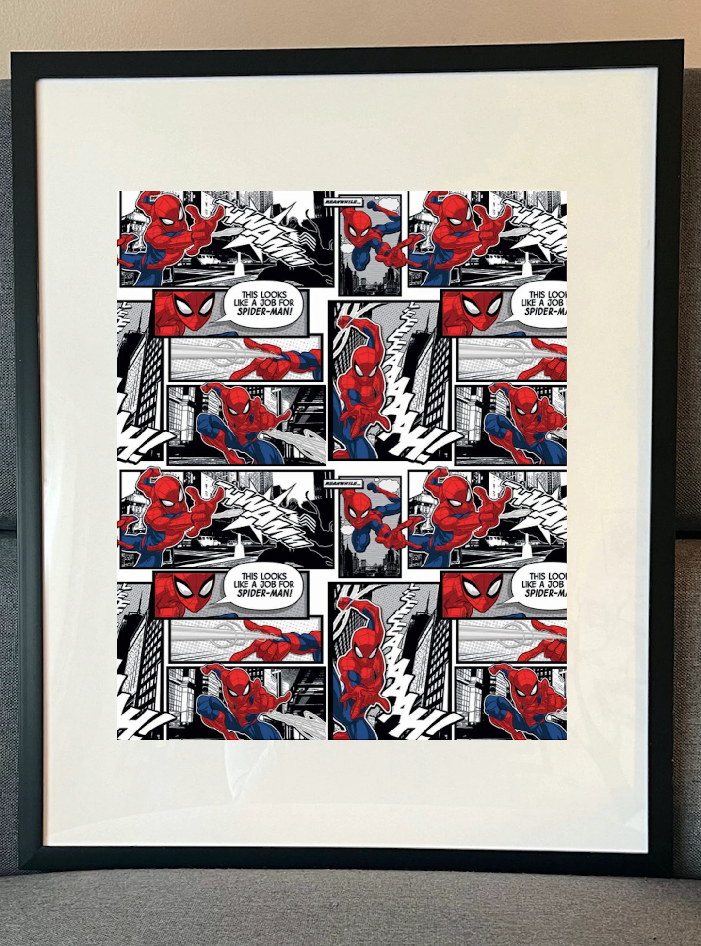 16 x 20 Framed Bold Kids Room Comic Theme Cotton Fabric Textile Wall Art