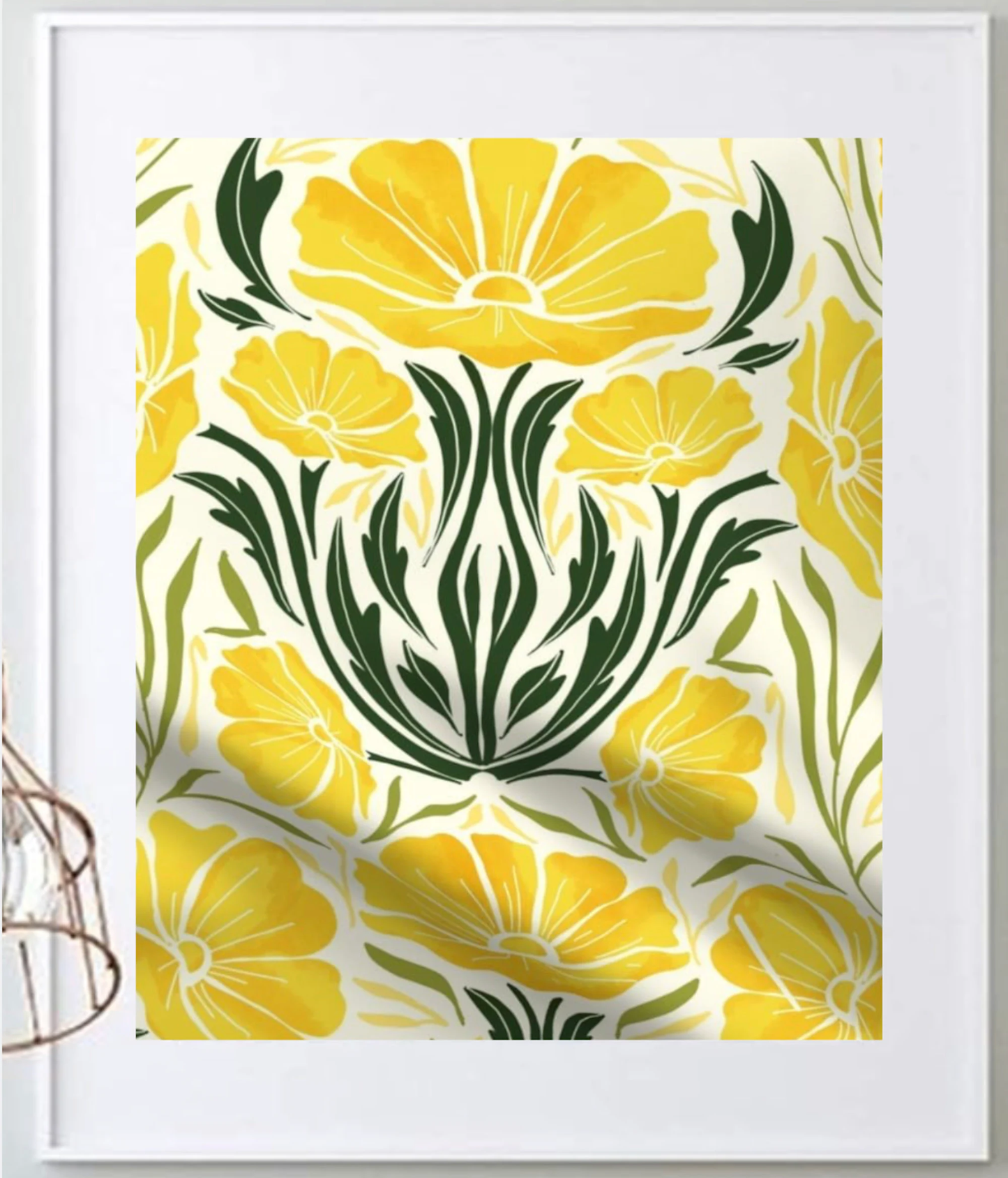16 x 20 Framed Bold floral Abstract Polyester Fabric Textile Wall Art