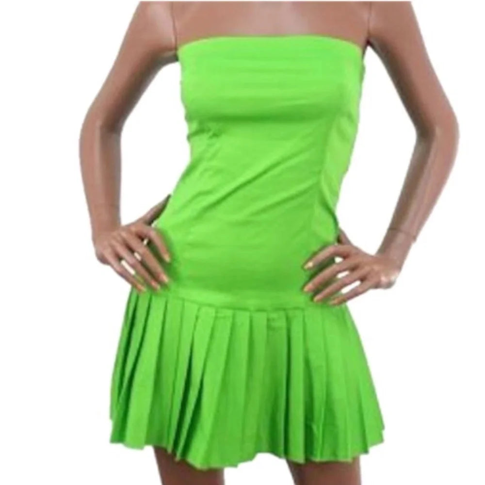 Women's Strapless Pleated Skirt Fitted Tennis Style Dress
