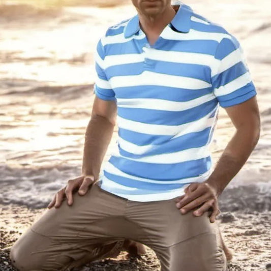 Men's Size Small Stripe Collared Polo Shirt